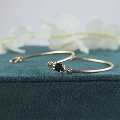 Minimalist Black Diamond Bracelet – Sleek Rose Gold Shine