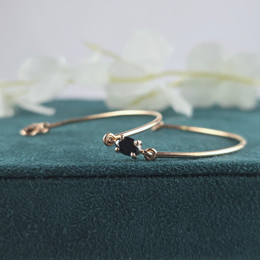 Minimalist Black Diamond Bracelet – Sleek Rose Gold Shine