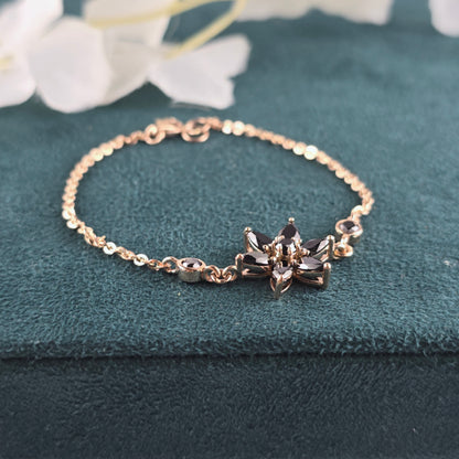 Delicate Black Diamond Bracelet – Rose Gold Gift for Her