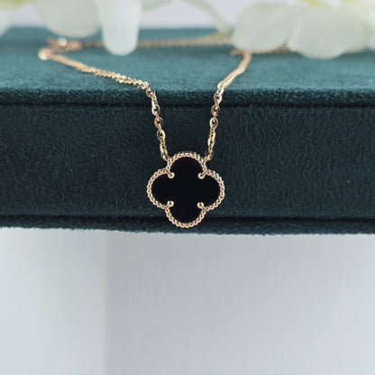 Black Onyx Clover Jewellery Set – Rose Gold Trio for Timeless Style