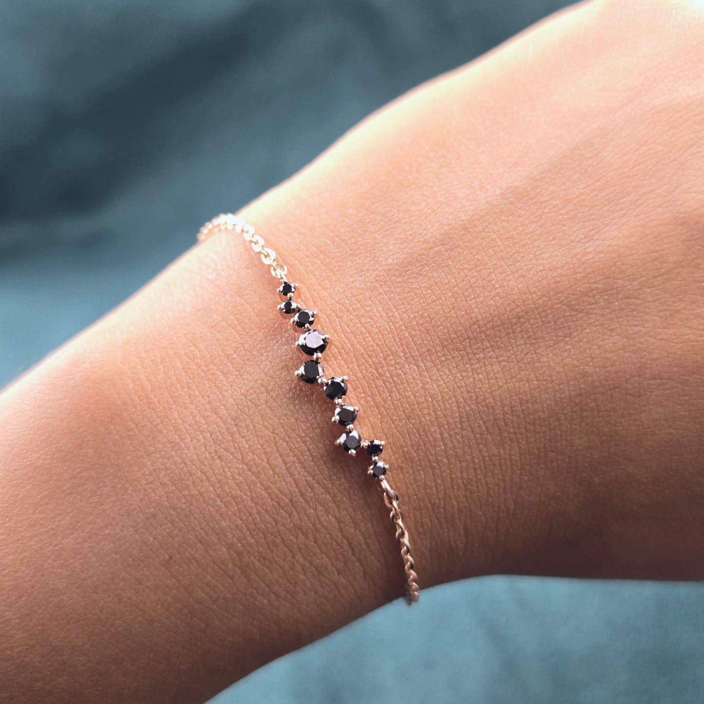 Delicate Black Diamond Bracelet in Rose Gold – Everyday Elegance