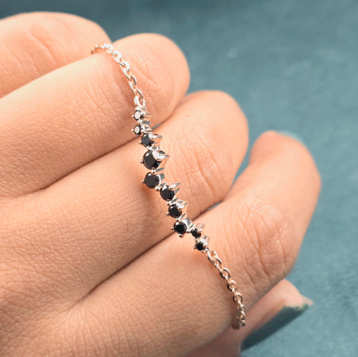 Delicate Black Diamond Bracelet in Rose Gold – Everyday Elegance