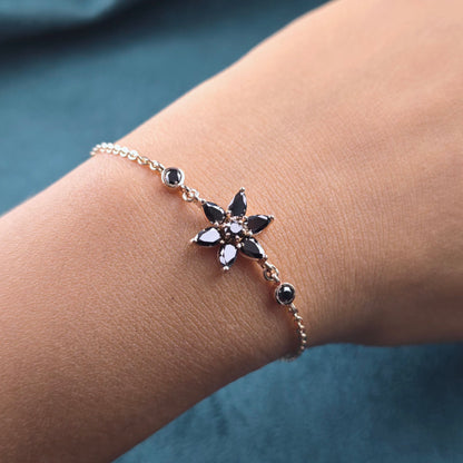 Delicate Black Diamond Bracelet – Rose Gold Gift for Her