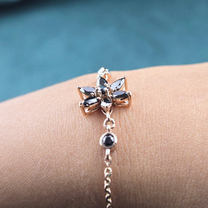 Delicate Black Diamond Bracelet – Rose Gold Gift for Her
