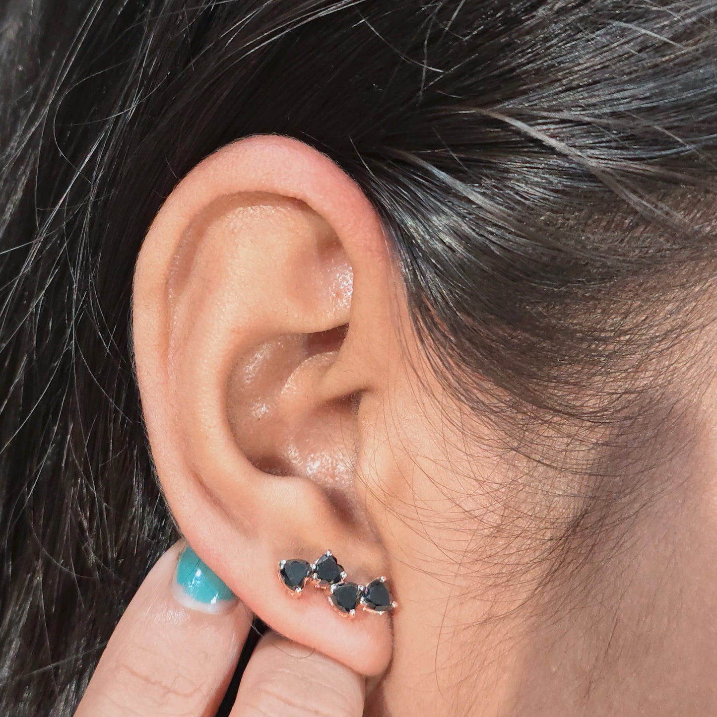 Gold Black Onyx Heart Studs – Elegant Gift for Her