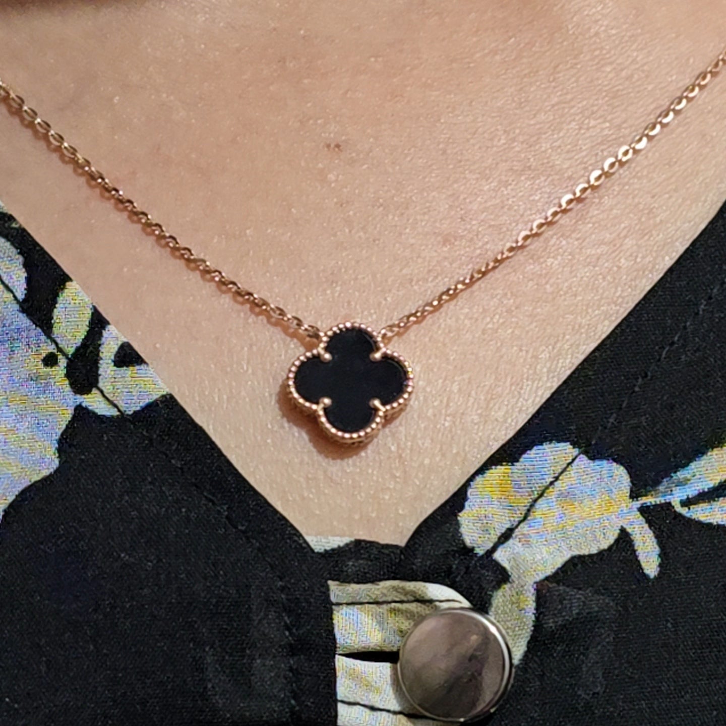 Black Onyx Clover Jewellery Set – Rose Gold Trio for Timeless Style