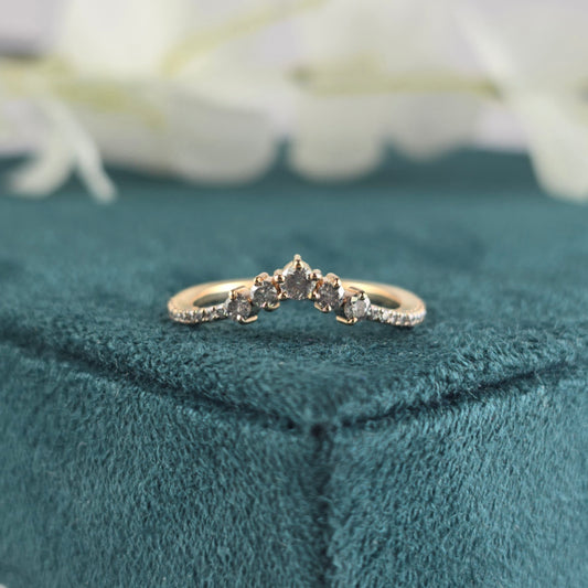 Round Salt & Pepper Diamond Band with Natural Charm