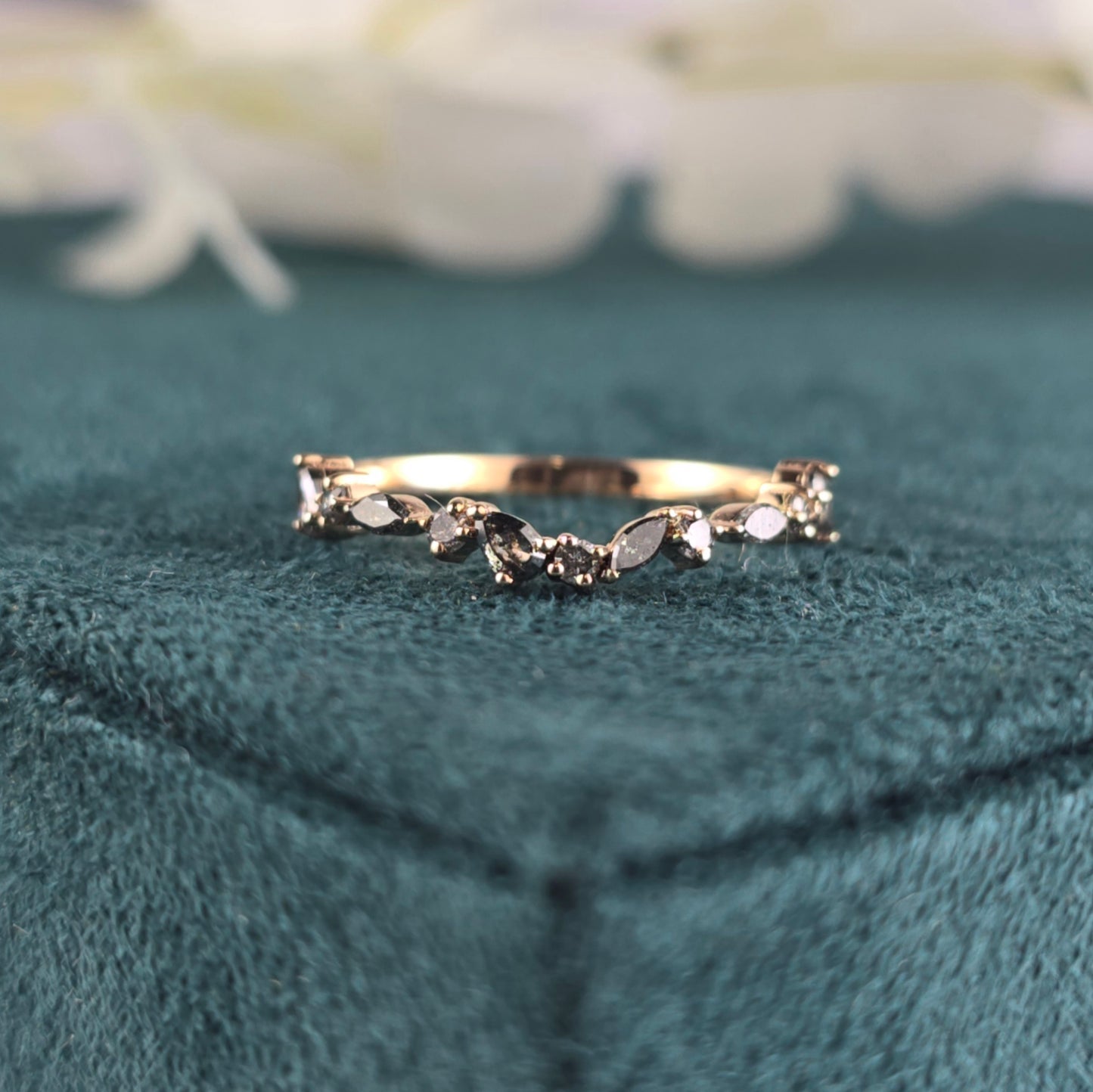 Naturally Bold Salt & Pepper Diamond Band in Unique Cuts