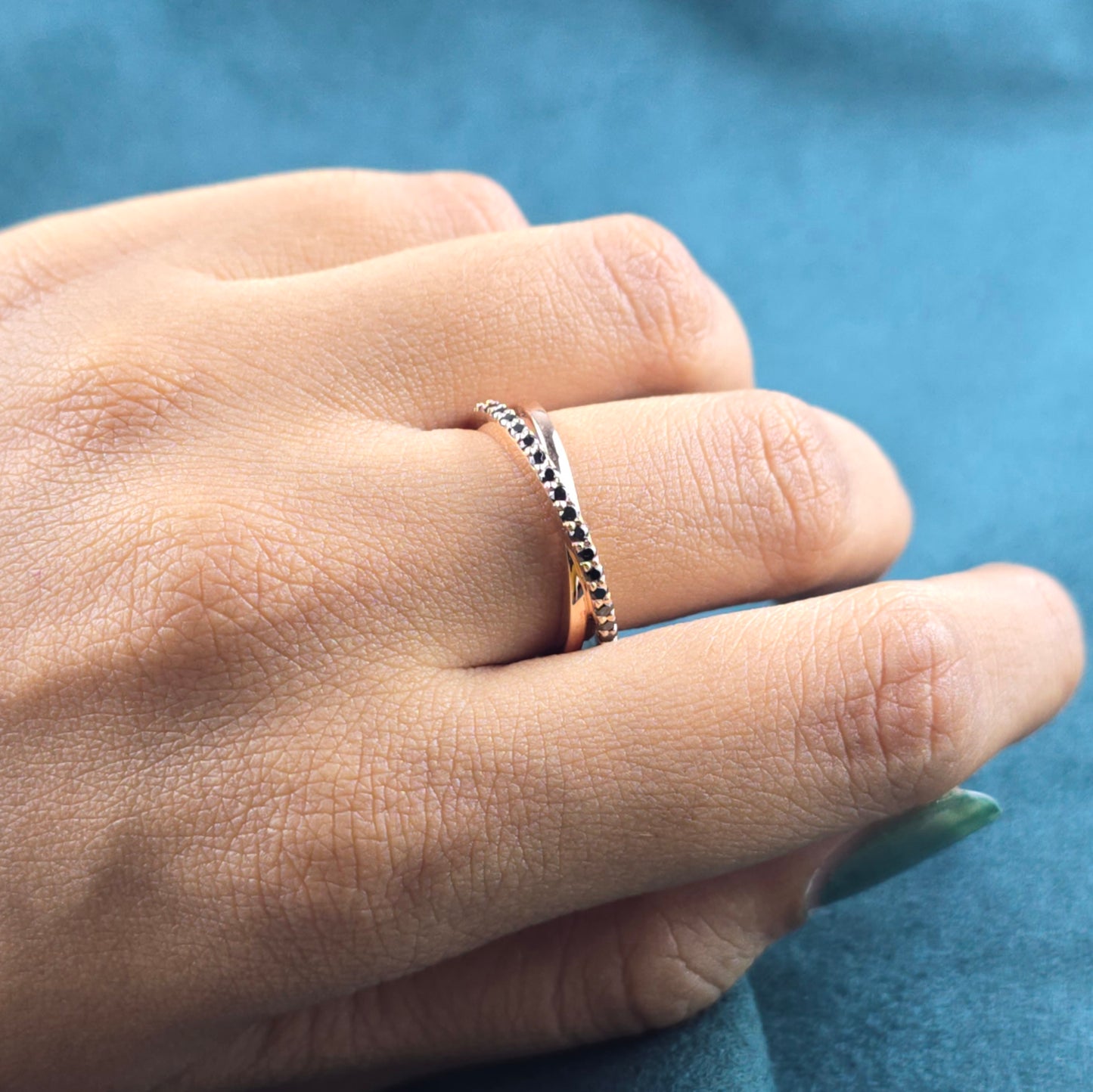 Black-Tie Minimalism: Round Black Diamond Band for Her