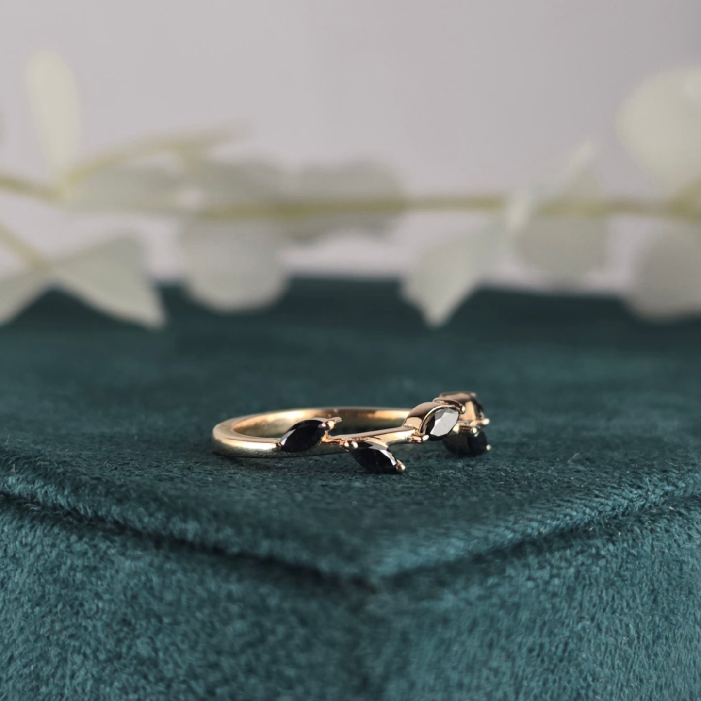 Effortlessly Bold: Marquise Black Diamond Band