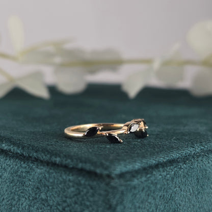 Effortlessly Bold: Marquise Black Diamond Band