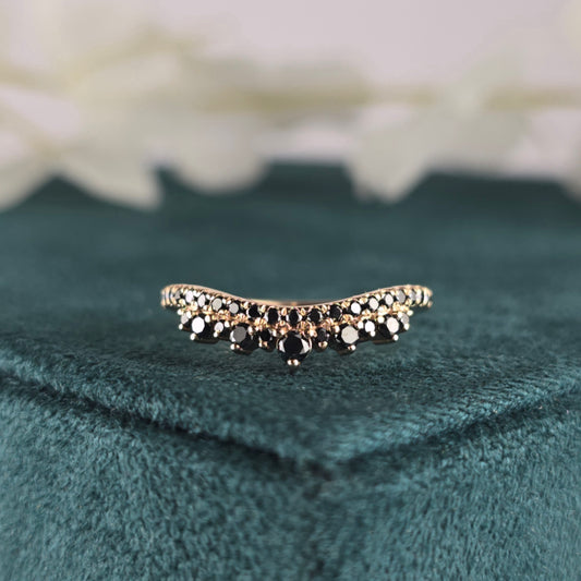 Fierce & Elegant: Round Black Diamond Ring in Bold Rose Gold