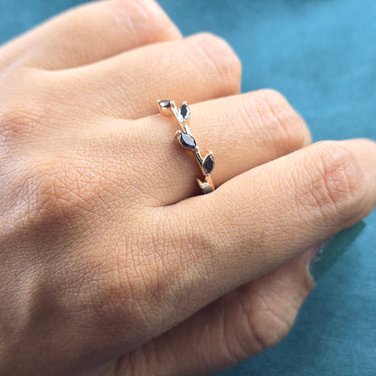 Effortlessly Bold: Marquise Black Diamond Band