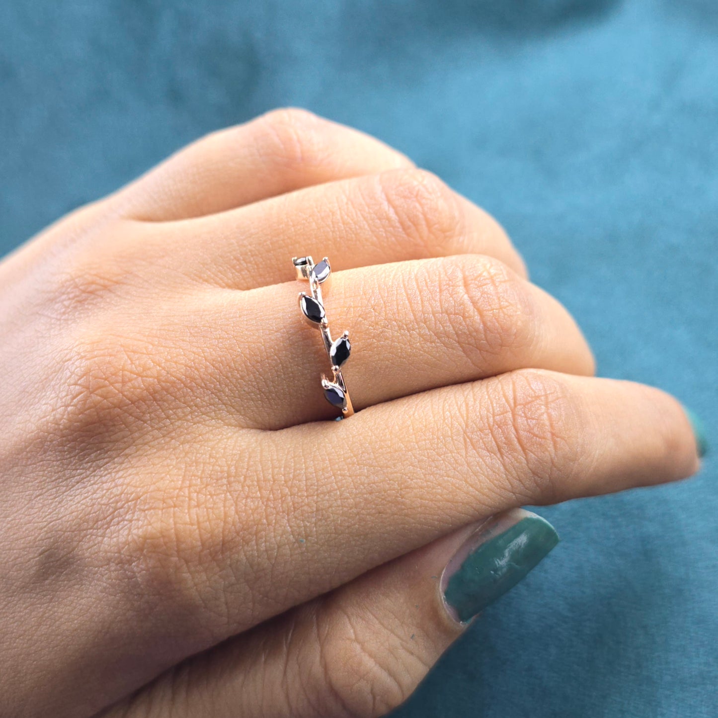 Effortlessly Bold: Marquise Black Diamond Band