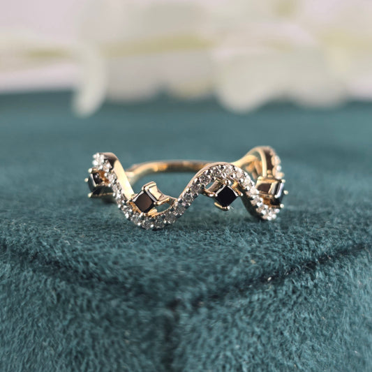 Bold Meets Brilliant – Princess Black and Round White Diamond Ring