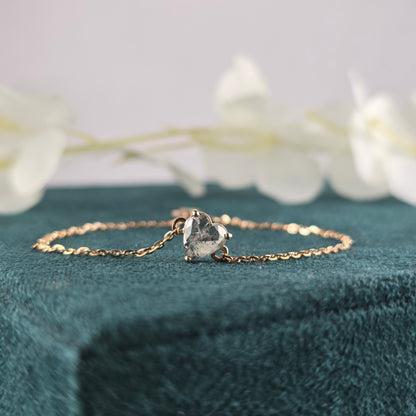 Heart Shaped Diamond Bracelet | Dainty Gold Chain Jewelry | Minimalist Everyday Bracelet | Handmade Gift for Her