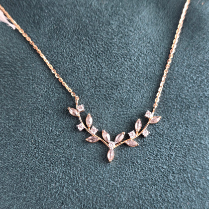 Art Deco Inspired Diamond Necklace Leaf & Vine Design in Gold - Statement Jewelry Gift