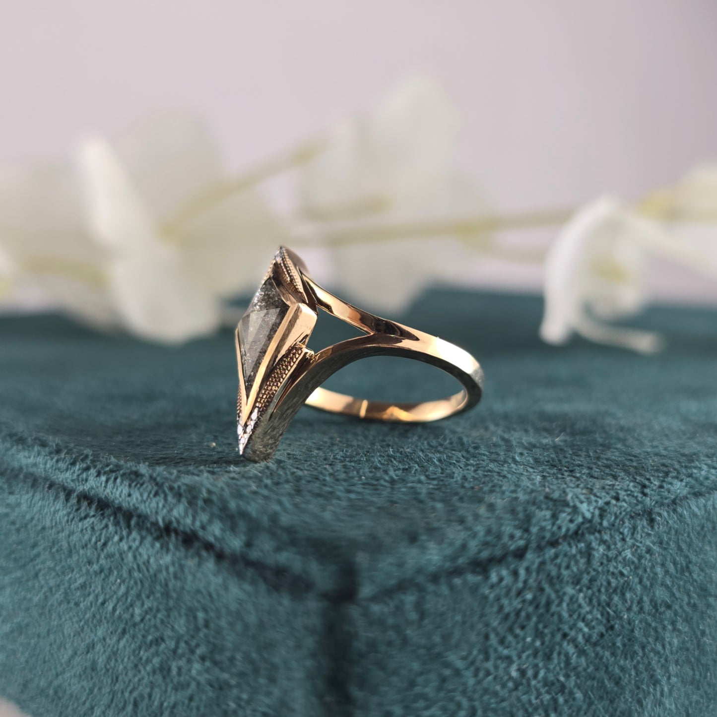 Kite Cut Diamond Ring | Geometric Gold Statement Ring | Handmade Unique Jewelry | Gift for Her