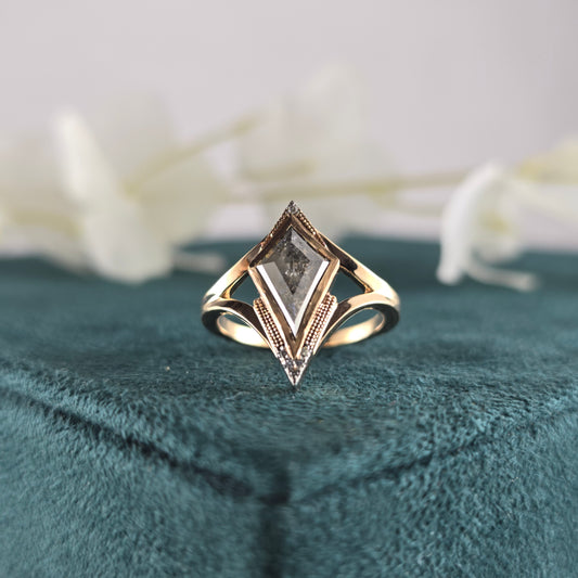 Kite Cut Diamond Ring | Geometric Gold Statement Ring | Handmade Unique Jewelry | Gift for Her