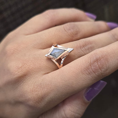 Kite Cut Diamond Ring | Geometric Gold Statement Ring | Handmade Unique Jewelry | Gift for Her
