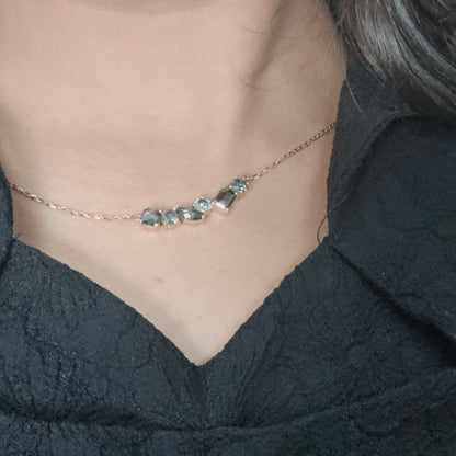 3.90 CT | Salt and Pepper Diamond Necklace | Multi Shape Gold Pendant | Handmade Minimalist Jewelry | Gift for Her