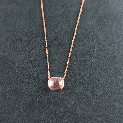 Rose Gold Emrald Diamond Necklace – Minimalist Everyday Elegance