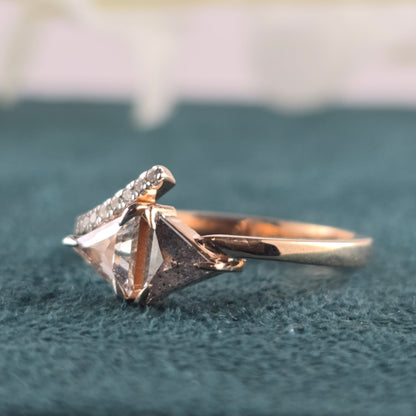 Triangle Diamond Engagement Ring in Rose Gold – Modern & Unique Design