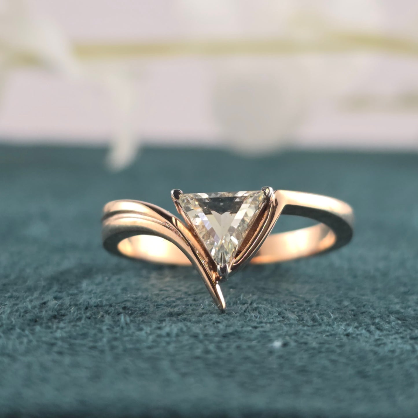 Modern Triangle-Cut Diamond Engagement Ring in Gold