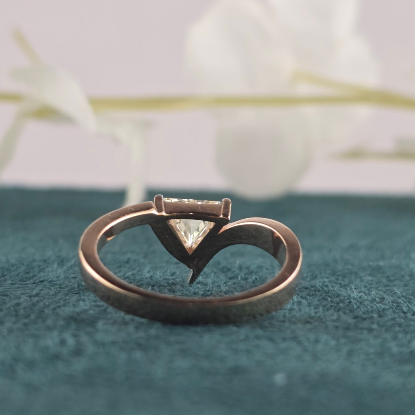 Modern Triangle-Cut Diamond Engagement Ring in Gold