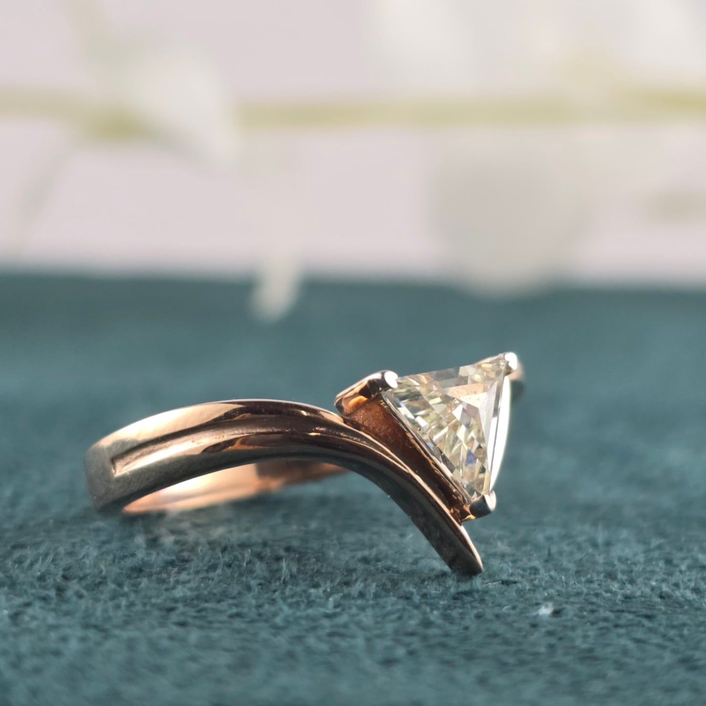 Modern Triangle-Cut Diamond Engagement Ring in Gold
