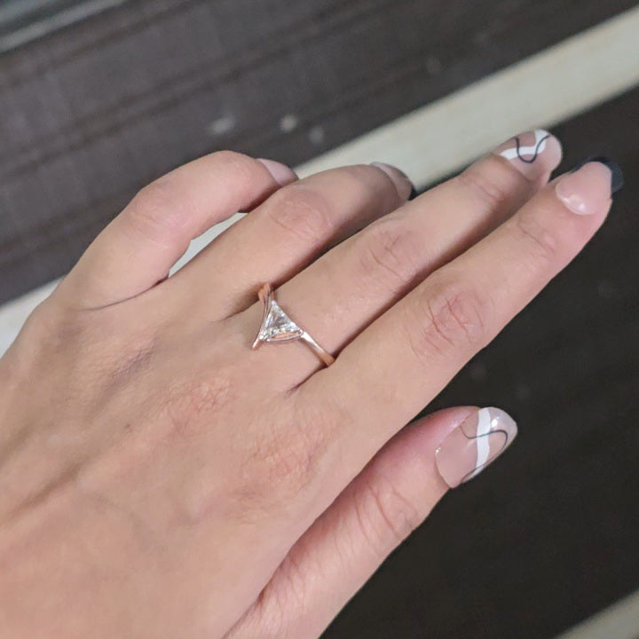 Modern Triangle-Cut Diamond Engagement Ring in Gold