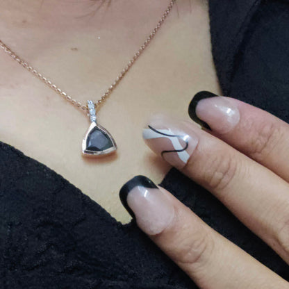 Salt and pepper Diamond Pendant Necklace in Rose Gold – Bold & Elegant