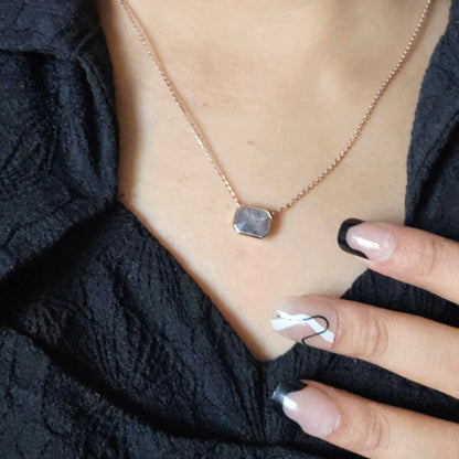 Rose Gold Emrald Diamond Necklace – Minimalist Everyday Elegance