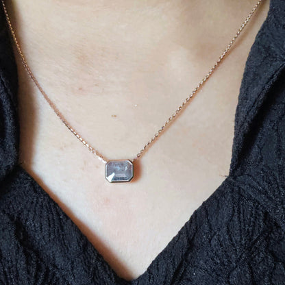 Rose Gold Emrald Diamond Necklace – Minimalist Everyday Elegance