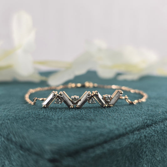 Geometric Diamond Bracelet in Rose Gold – Modern Zigzag Design