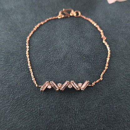 Geometric Diamond Bracelet in Rose Gold – Modern Zigzag Design