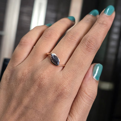 One Marquise Salt and Pepper Diamond Ring – Bold, Modern Charm