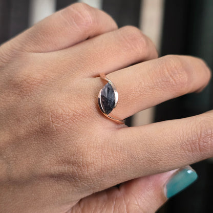 One Marquise Salt and Pepper Diamond Ring – Bold, Modern Charm