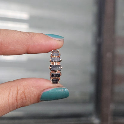 Salt and Pepper Baguette Diamond Ring in 10K Gold Minimalist Jewellery