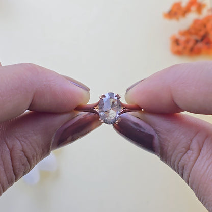Oval Salt and Pepper Diamond Ring in 10K Gold – Unique Jewellery