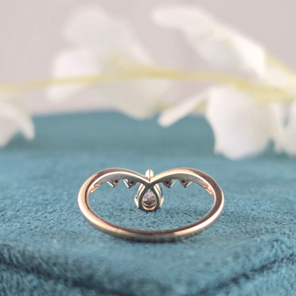 Salt and Pepper Pear and Round Diamond Engagement Ring in Gold