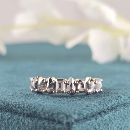 2.40ct Salt and Pepper Diamond Wedding Band in 10k Rosegold