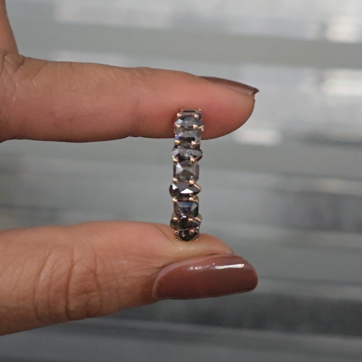 2.40ct Salt and Pepper Diamond Wedding Band in 10k Rosegold
