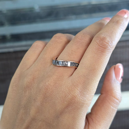 Salt and Pepper Baguette Diamond Wedding Band in Rose Gold