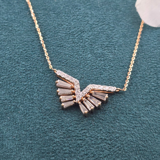 1.54CT Tapered Baguette Diamond Necklace, 0.79CT White Diamond V Pendant