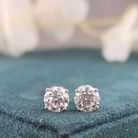 3.11ct Round Lab Grown Diamond 18K White Gold Stud Earing – Elegant & Bright