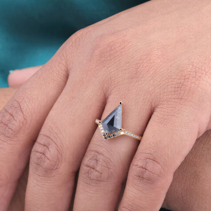 Kite Salt and Pepper Diamond Ring Rose Gold | Unique Engagement Ring | Geometric Diamond Ring | Alternative Bridal Ring | Modern Gift