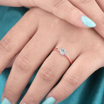 Round Salt and Pepper Diamond Ring Yellow Gold | Three Stone Engagement Ring | Unique Diamond Ring | Alternative Bridal Ring