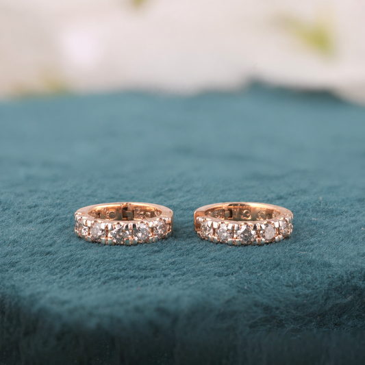 Elegant 10K Gold Huggie Hoops – Unisex Diamond Minimalism