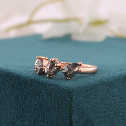 Salt & Pepper Diamond Ring in Rose Gold – Earthy, Elegant Vibes